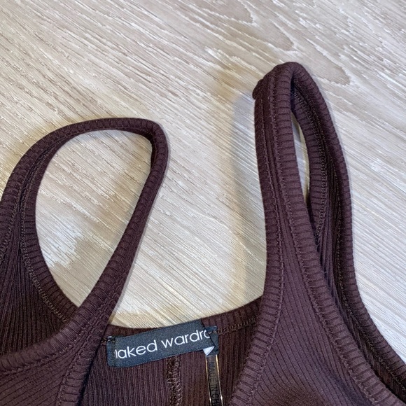 Naked Wardrobe the all snatched jumpsuit in brown sz Small - Picture 3 of 5